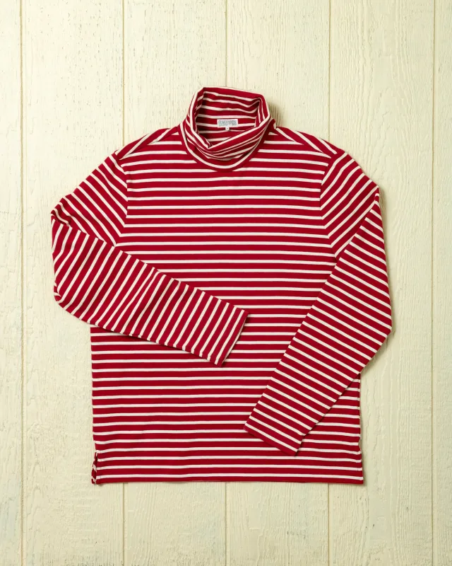 Calypso Turtleneck in Red/Off White sold by Quaker Marine Supply