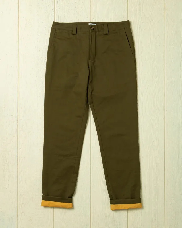 Flannel Lined Ausable Pant in Olive sold by Quaker Marine Supply