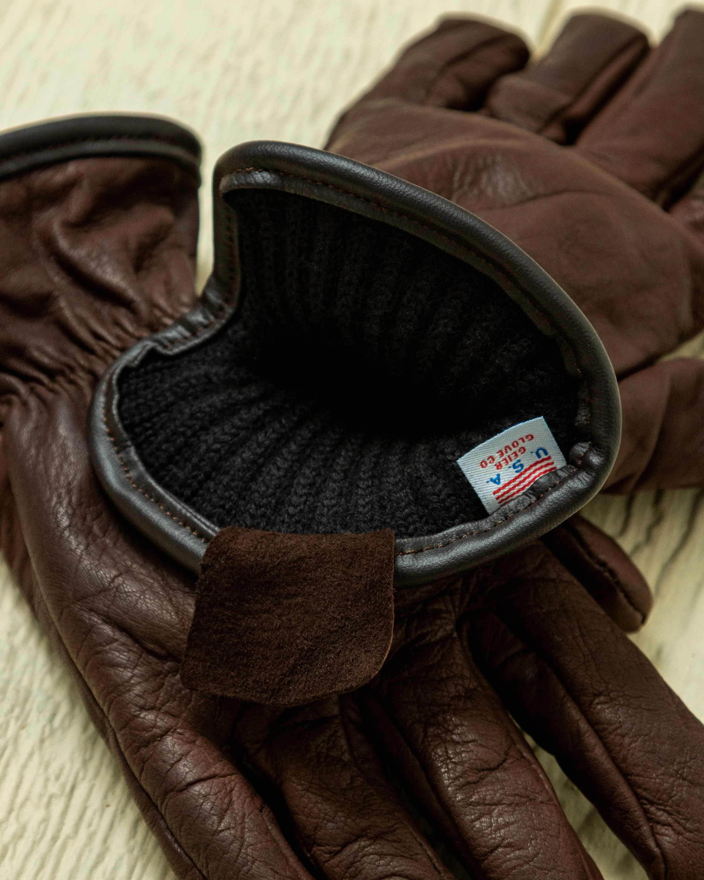 Merino-Lined Deerskin Glove in Brown sold by Quaker Marine Supply product image thumbnail 2