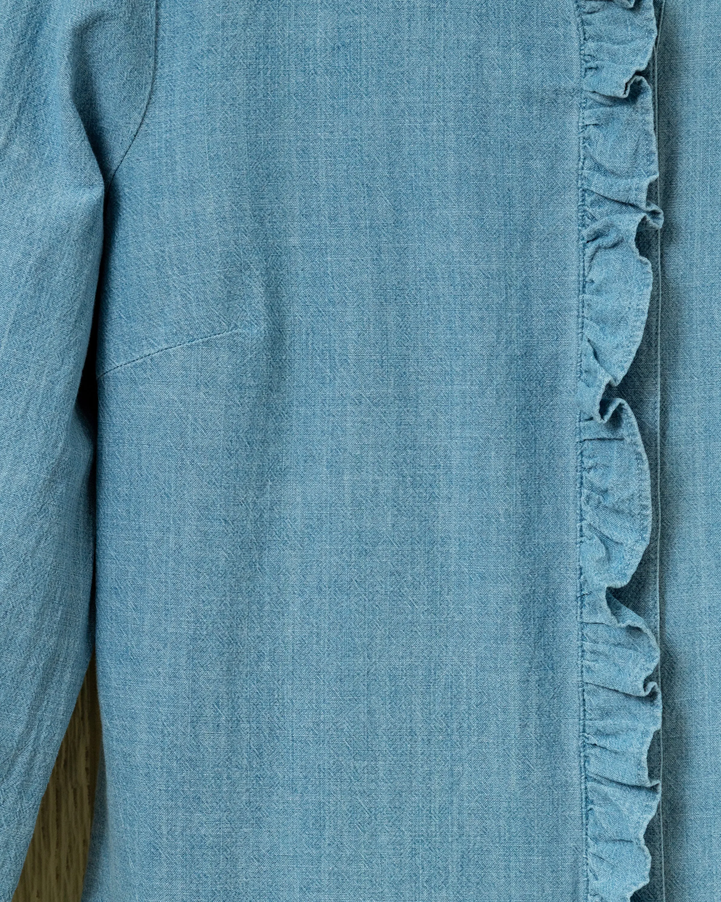 Ruffle Placket Shirt in Chambray sold by Quaker Marine Supply product image thumbnail 2