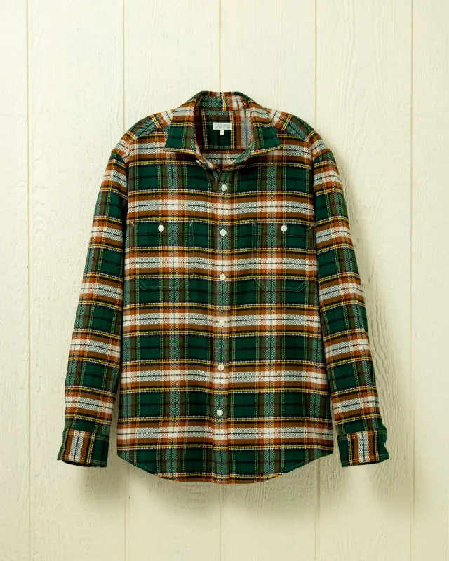 Cavalry Twill Chore Shirt in Bottle Green sold by Quaker Marine Supply