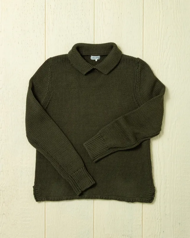 Women's Dock Sweater in Olive sold by Quaker Marine Supply