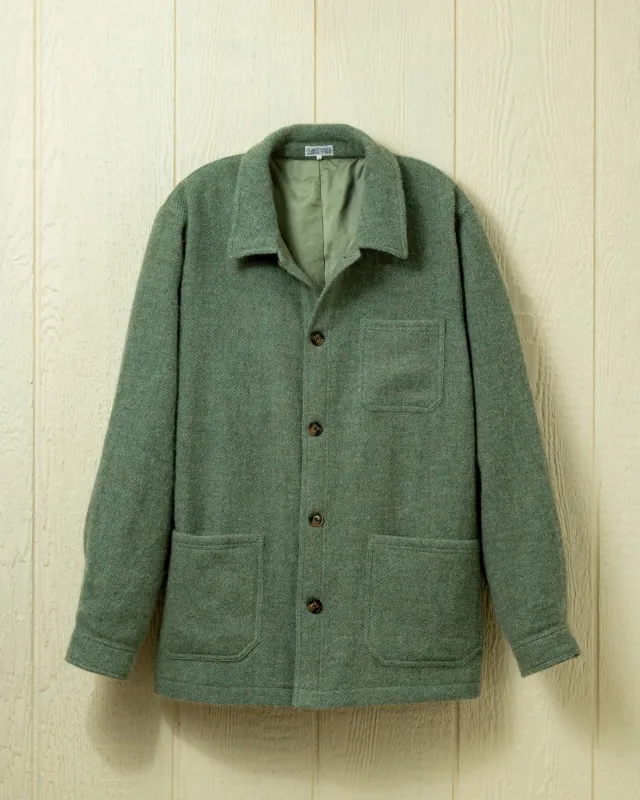 (PRE-ORDER) Shetland Wool French Workman's Jacket in Lovat Green sold by Quaker Marine Supply