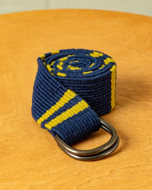 D-Ring Belt in Navy/Old Gold Regimental Stripe sold by Quaker Marine Supply