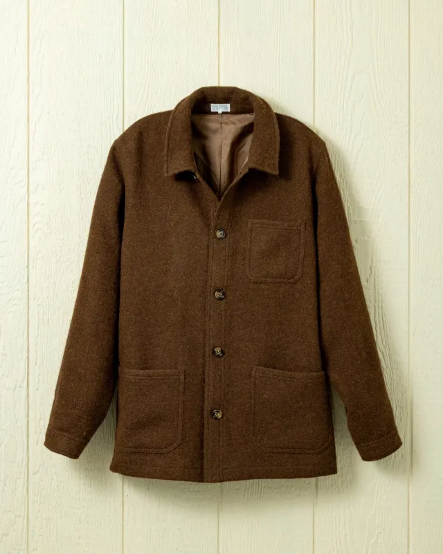 Shetland Wool French Workman's Jacket in Chestnut sold by Quaker Marine Supply