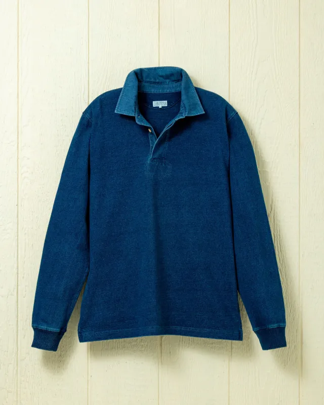 Rockland Rugby in Indigo made by Quaker Marine Supply