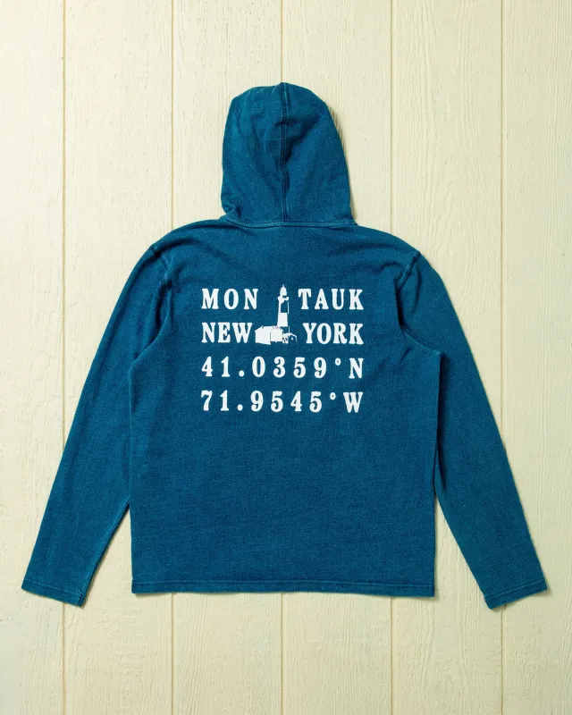 Montauk Wharf Hoodie in Washed Indigo sold by Quaker Marine Supply