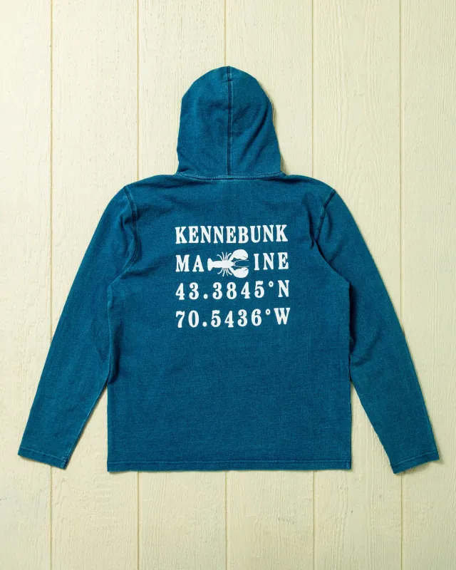 Kennebunk Wharf Hoodie in Washed Indigo sold by Quaker Marine Supply