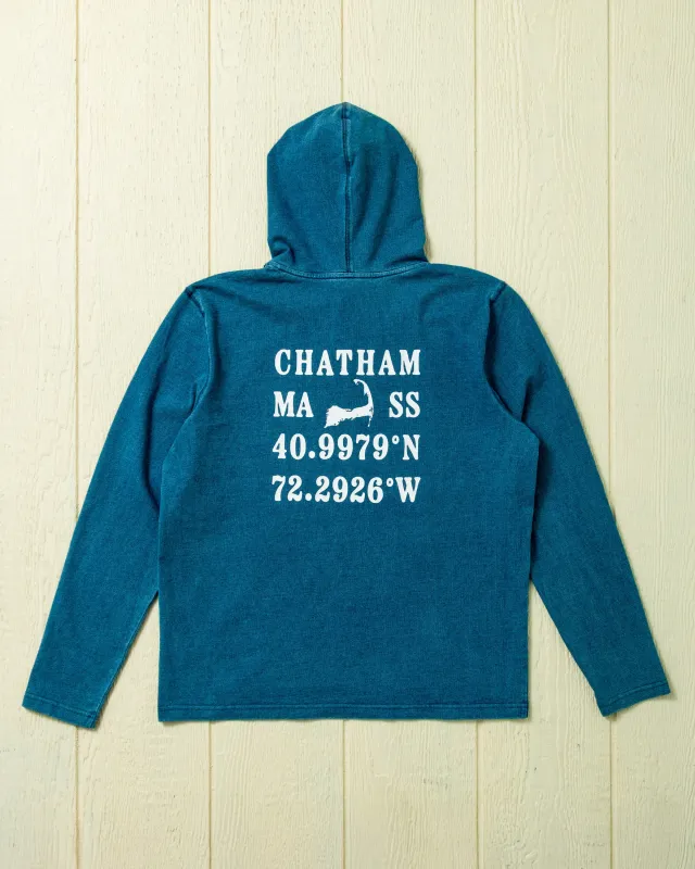 Chatham Wharf Hoodie in Washed Indigo sold by Quaker Marine Supply