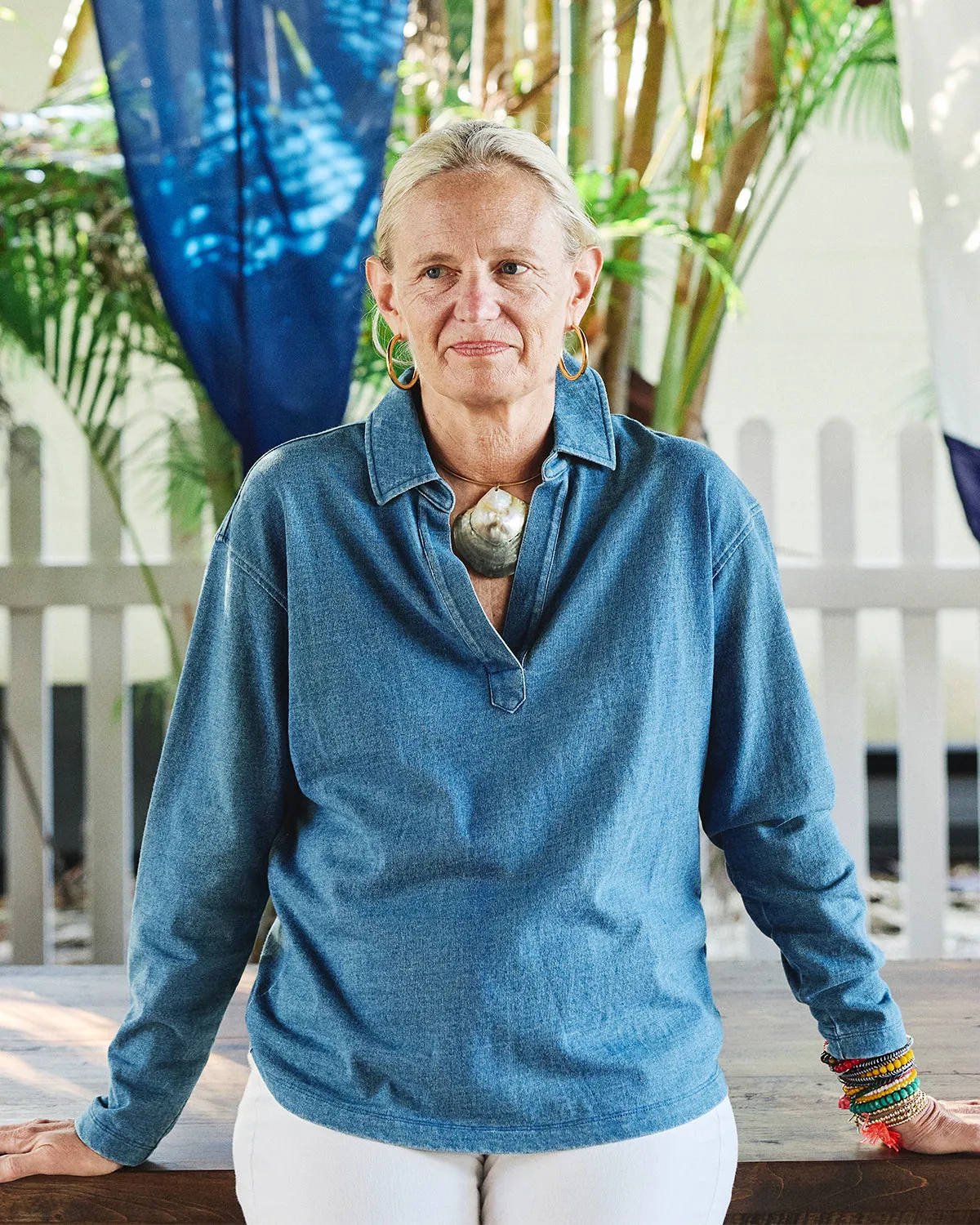 Indigo Inlet Pullover in Washed Indigo Jersey sold by Quaker Marine Supply product image thumbnail 2