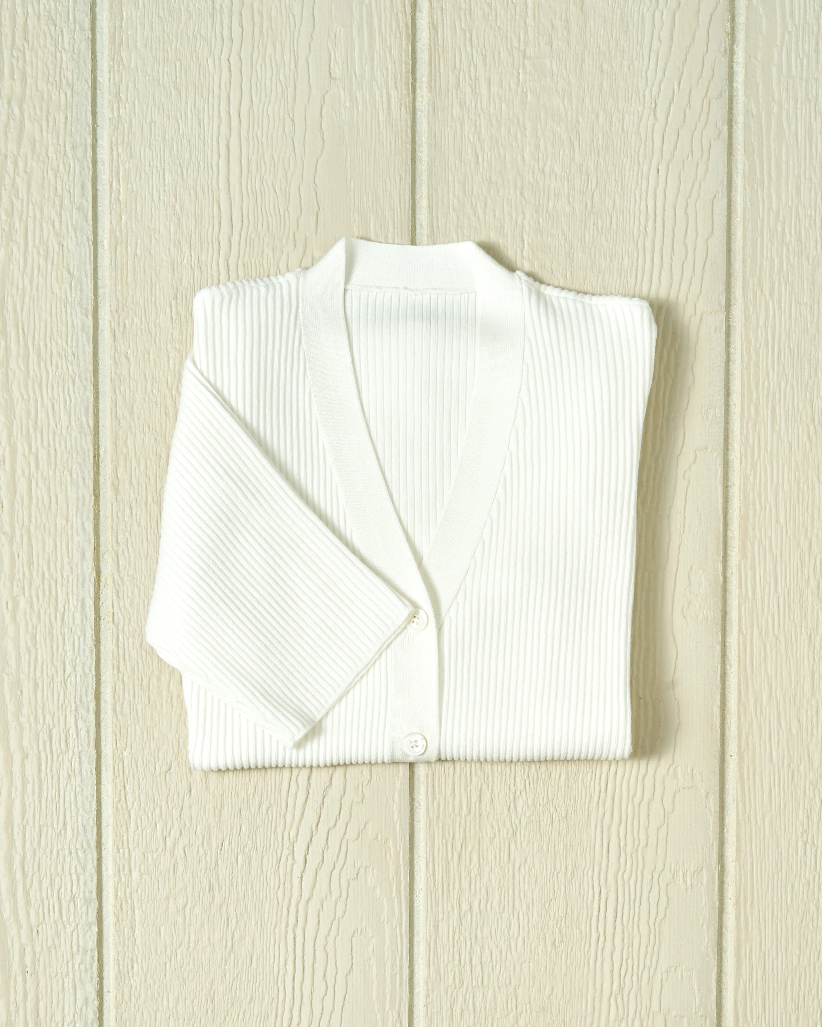 Haven Short Sleeve Knit Cardigan in Egret sold by Quaker Marine Supply