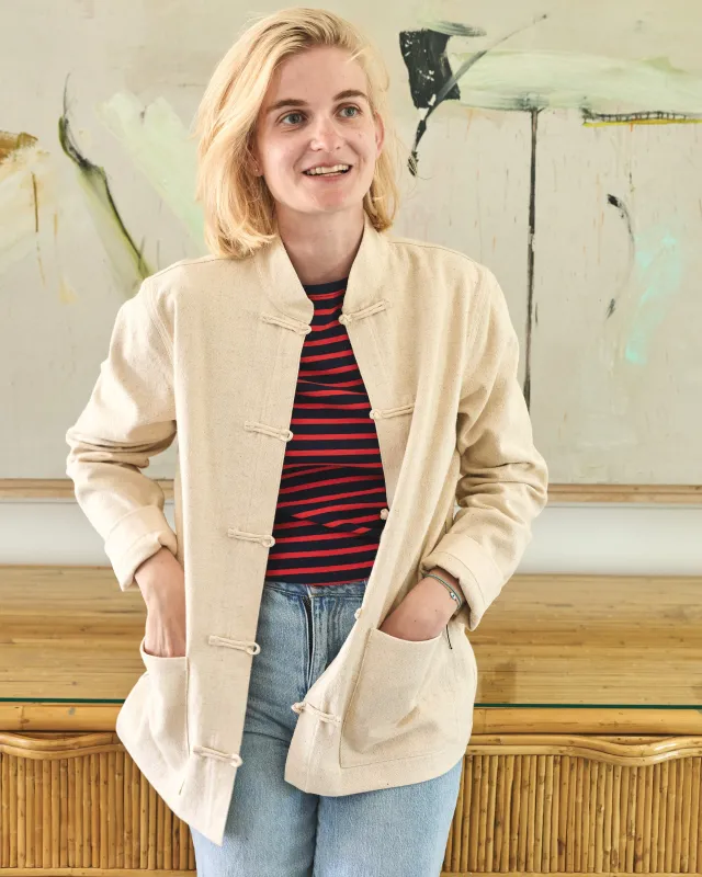 Martinique Jacket in Rustic Linen Cotton made by Quaker Marine Supply