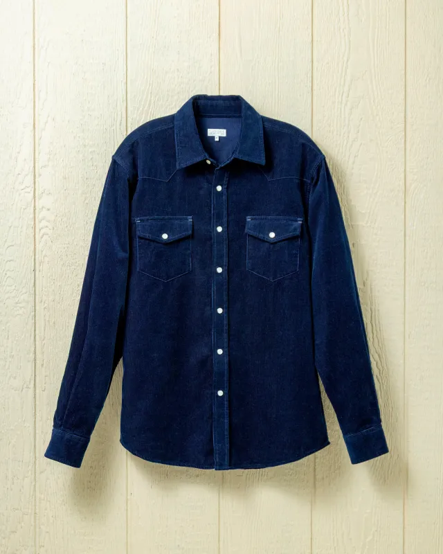 Western Shirt in Indigo Feather Cord sold by Quaker Marine Supply