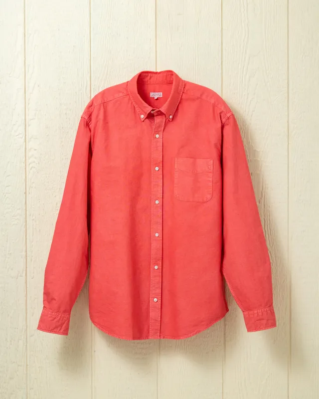 Garment Dyed Oxford Shirt in Coral sold by Quaker Marine Supply