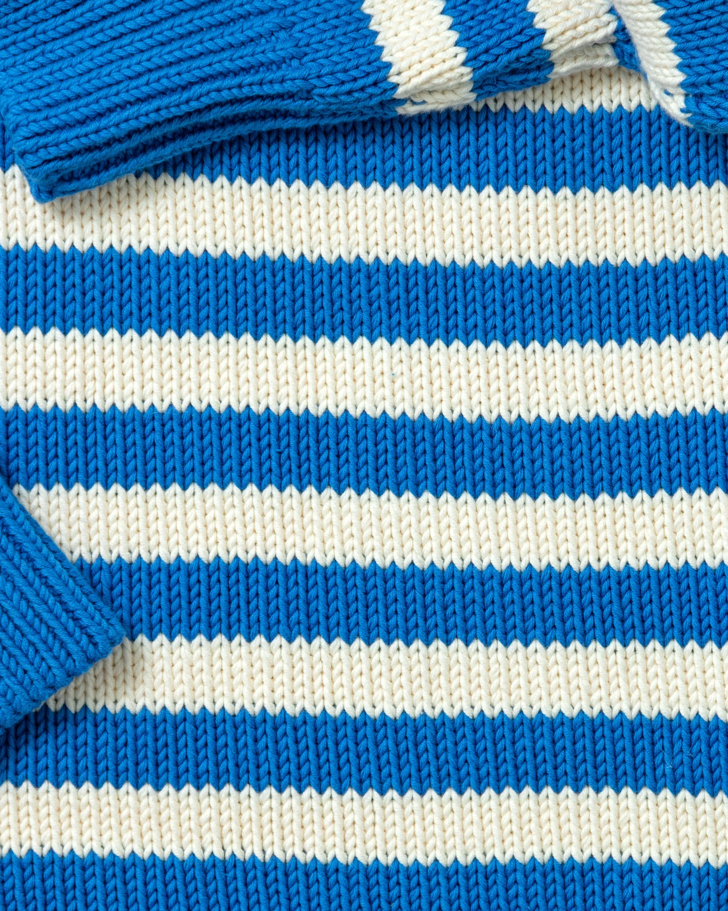 Women's Breton Stripe Fisherman's Sweater in Cerulean/Egret sold by Quaker Marine Supply product image thumbnail 2