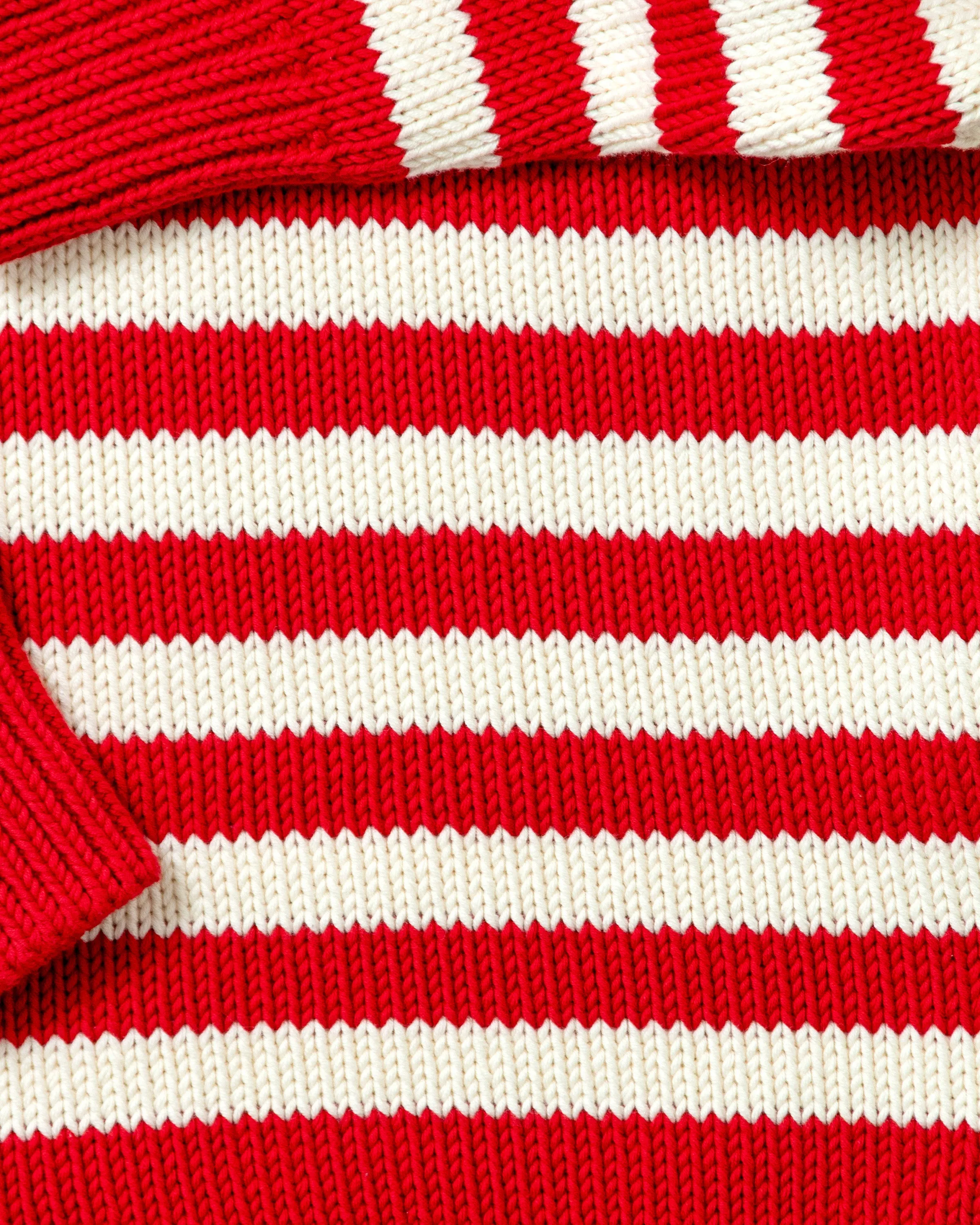 Women's Breton Stripe Fisherman's Sweater in Red/Egret sold by Quaker Marine Supply product image thumbnail 4