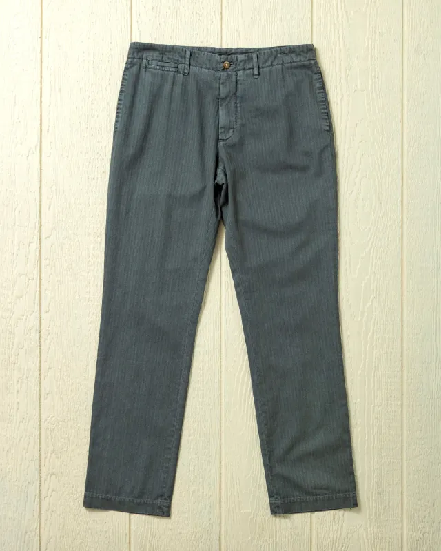 Garment Dyed Camden Pant in Graphite Herringbone Twill sold by Quaker Marine Supply