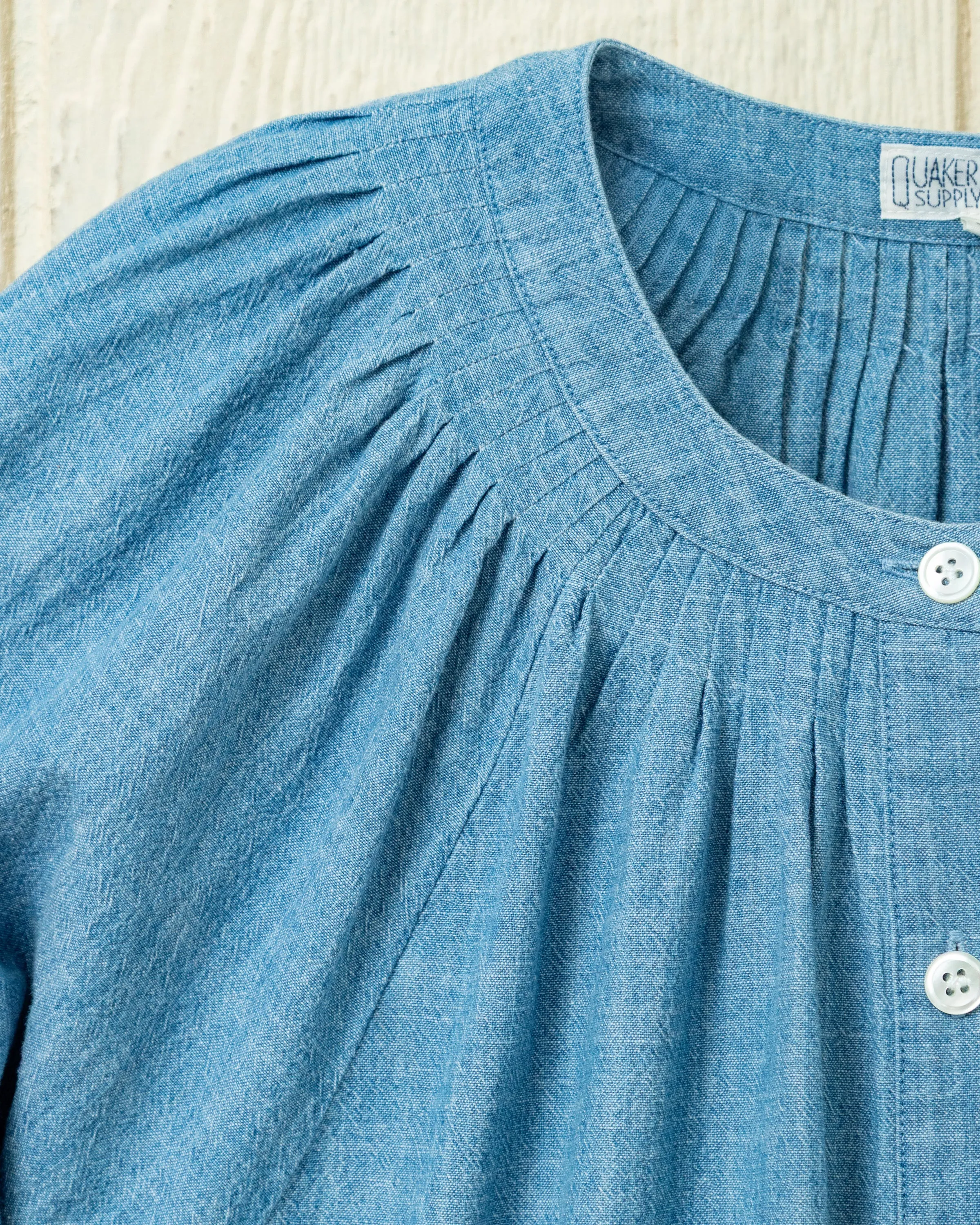 Women's Raglan Tuck Shirt in Chambray sold by Quaker Marine Supply product image thumbnail 3