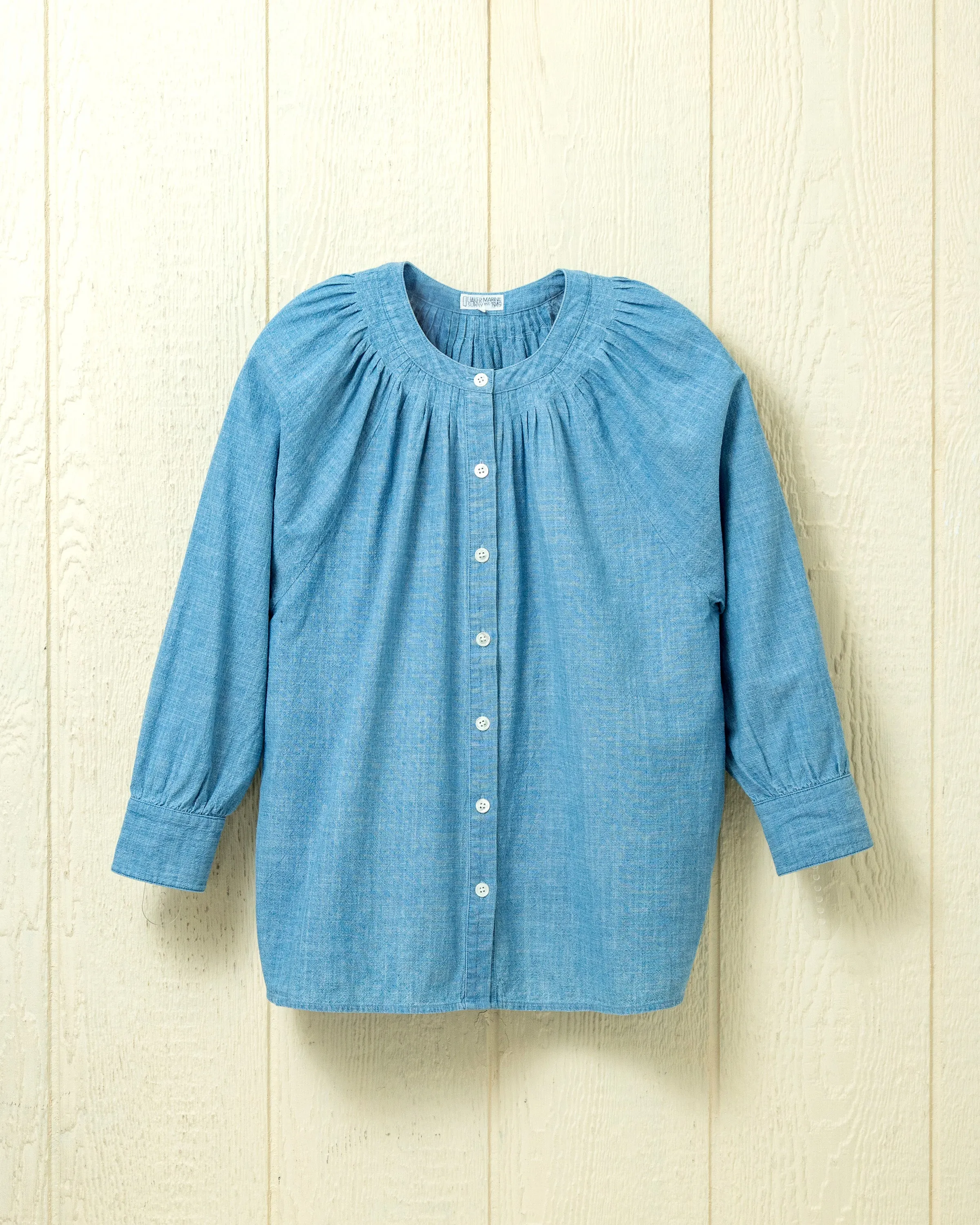 Women's Raglan Tuck Shirt in Chambray sold by Quaker Marine Supply product image thumbnail 2