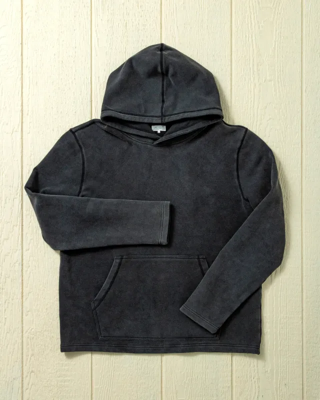 Salt Washed Wharf Hoodie in Graphite made by Quaker Marine Supply