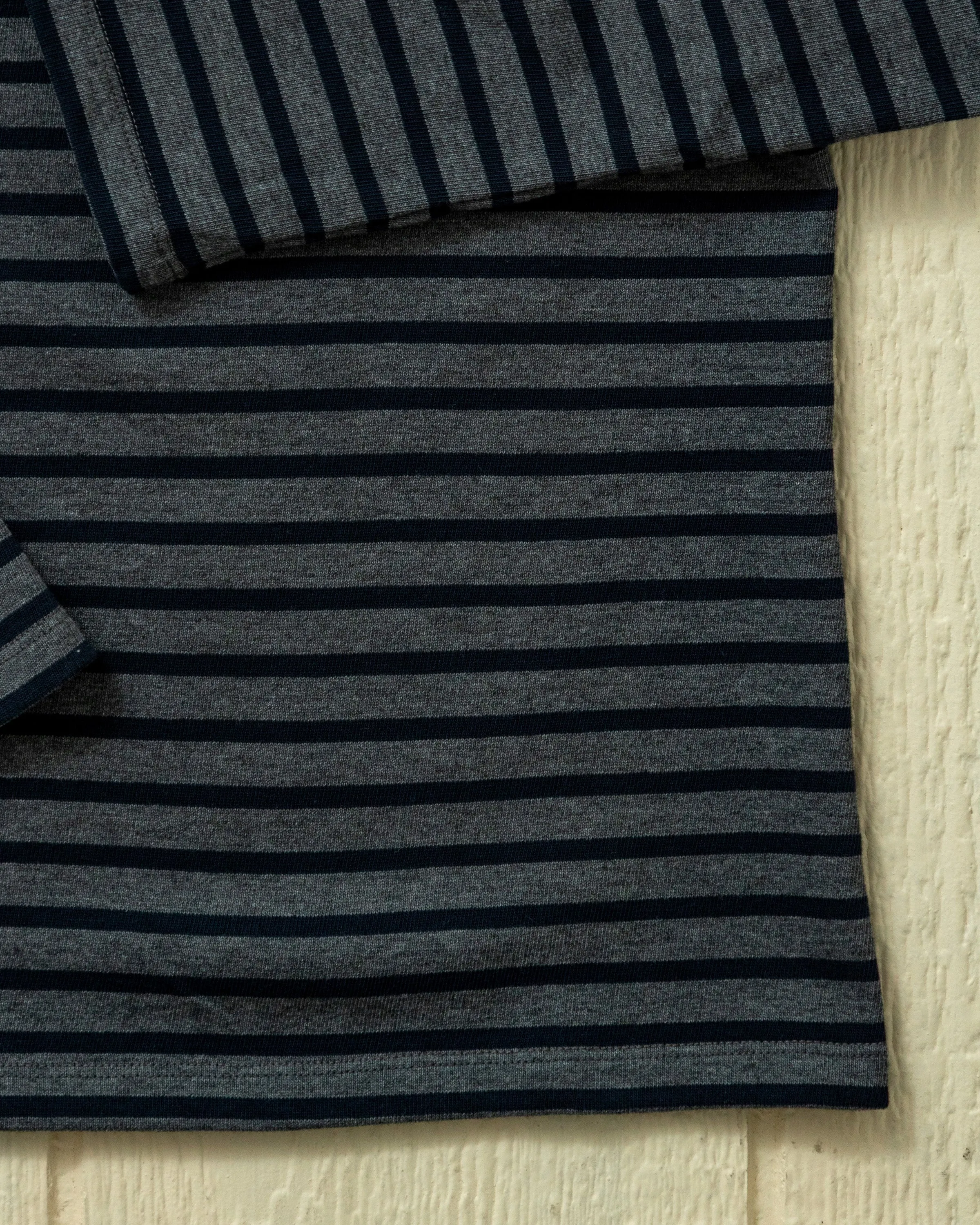 Women’s Breton Stripe Boatneck Tee in Navy/Grey Heather sold by Quaker Marine Supply product image thumbnail 2