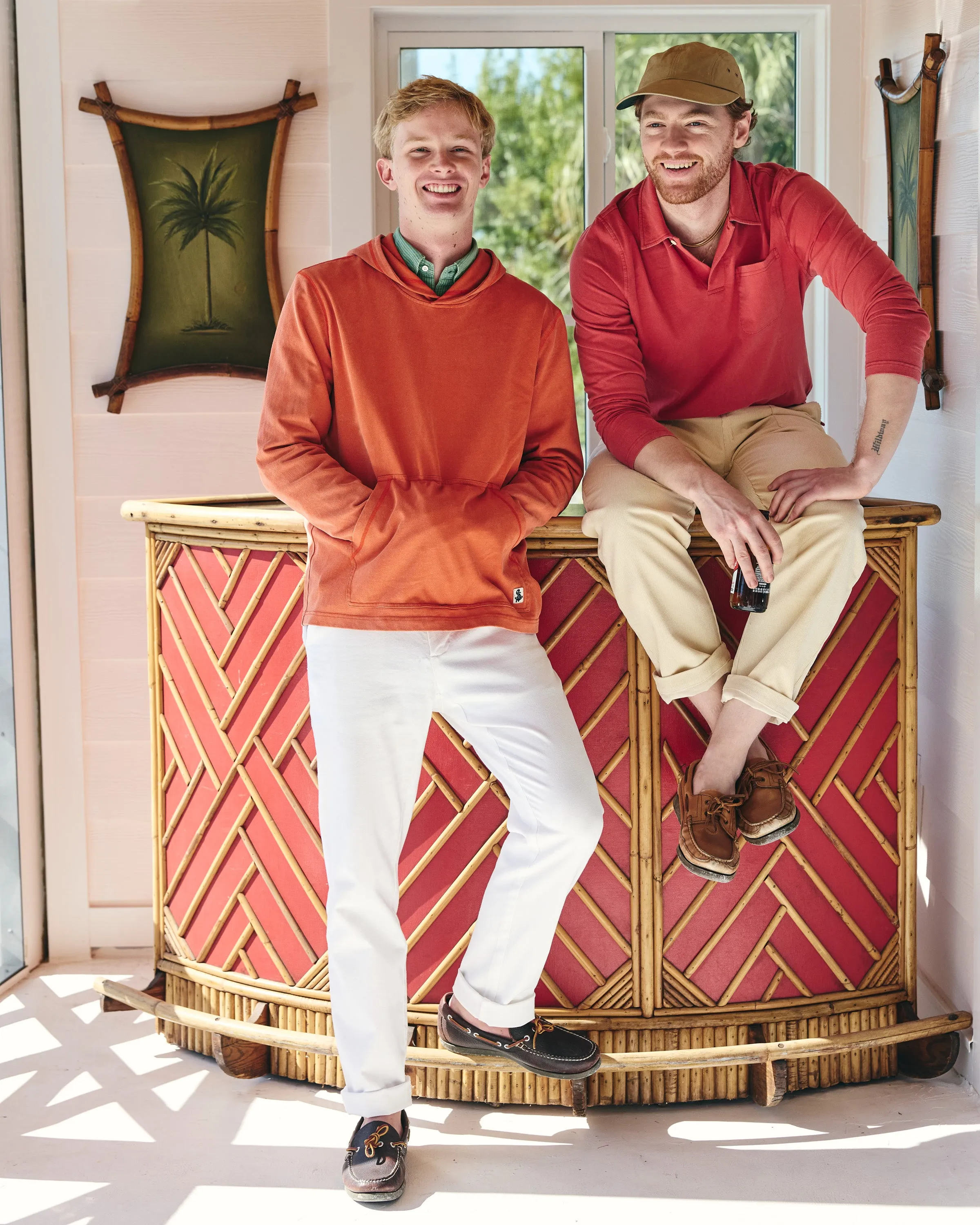 Salt Washed Wharf Hoodie in Burnt Orange sold by Quaker Marine Supply