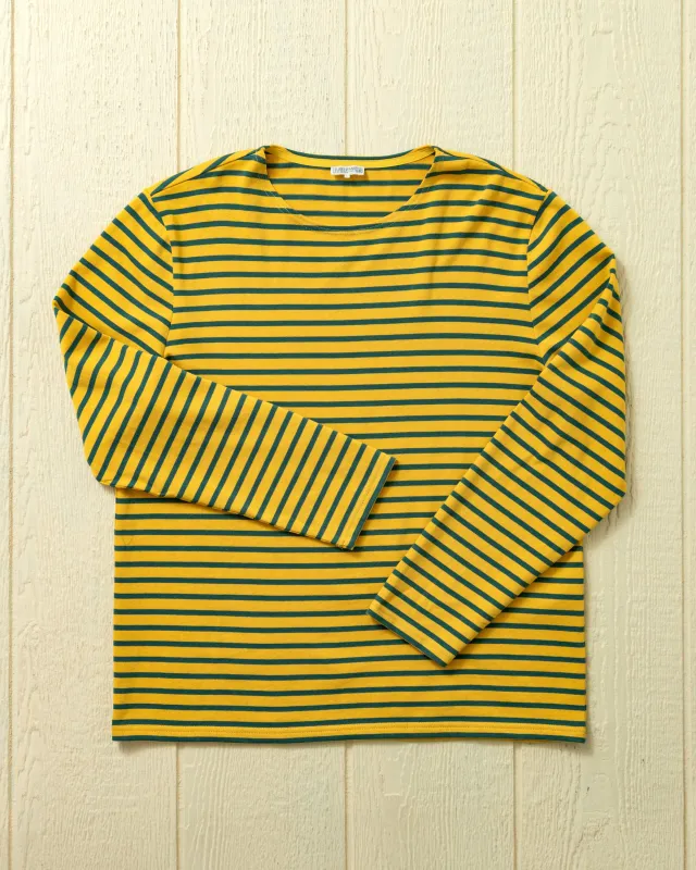 Men's Breton Stripe Boatneck Tee In Lemon/Lime sold by Quaker Marine Supply
