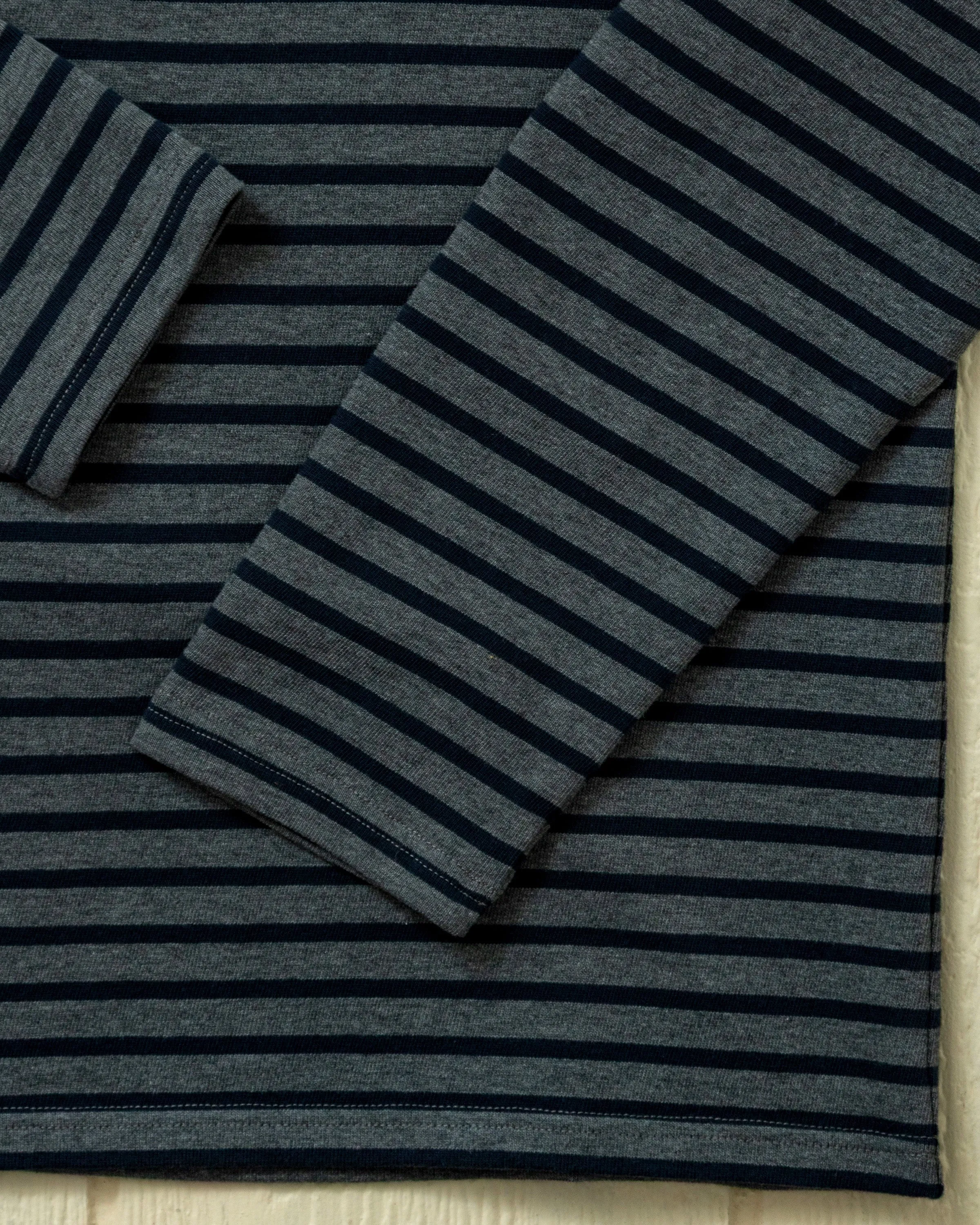 Men's Breton Stripe Boatneck Tee In Heather Grey/Navy sold by Quaker Marine Supply product image thumbnail 2