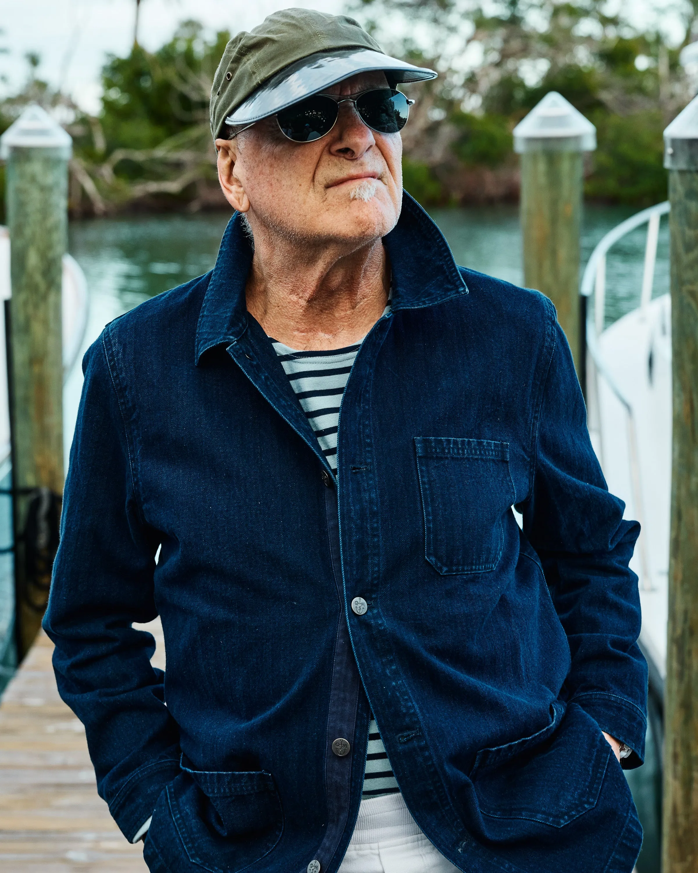 Yellowstone Work Jacket in Dark Wash Herringbone sold by Quaker Marine Supply