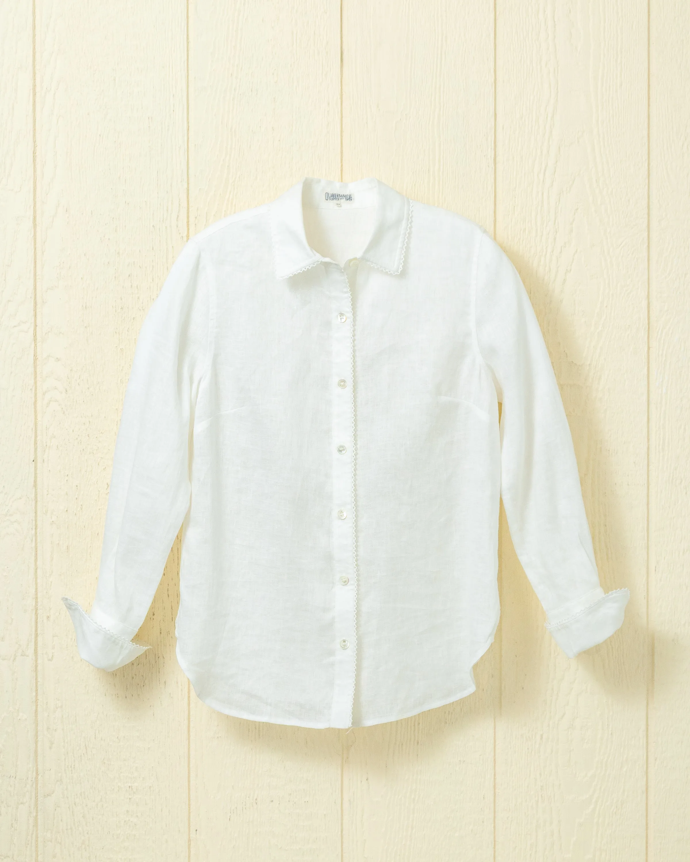 Cornwall Crochet-Edge Linen Blouse in White sold by Quaker Marine Supply product image thumbnail 2
