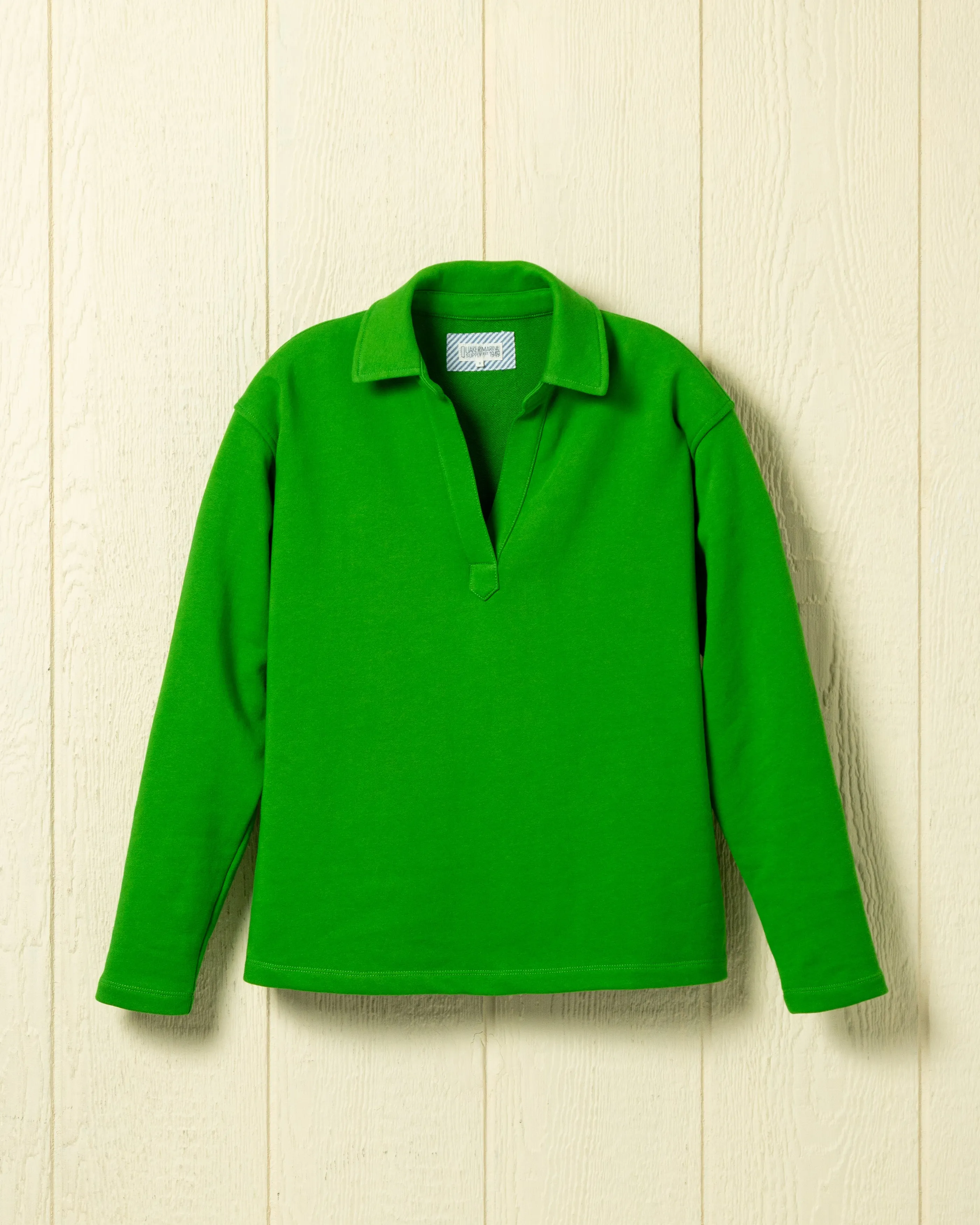 Inlet Pullover in Grass Loopback Terry sold by Quaker Marine Supply
