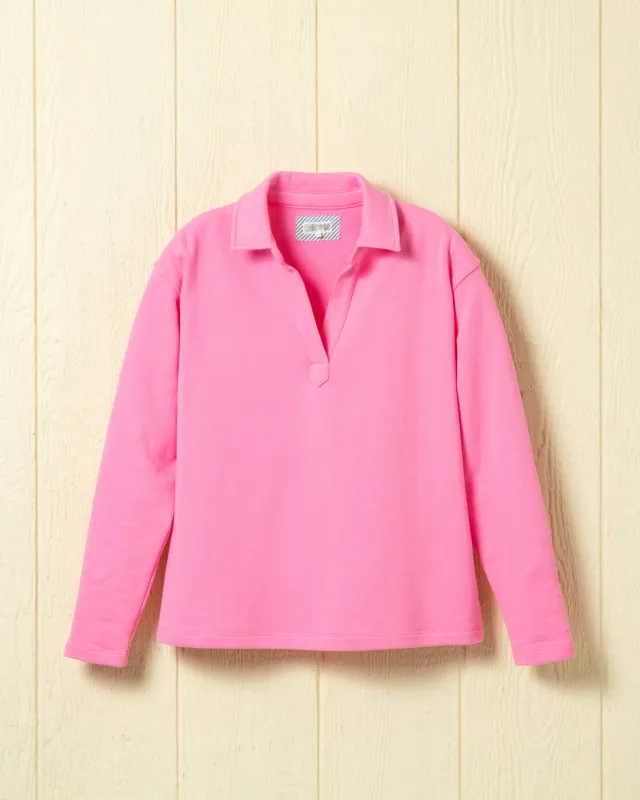 Inlet Pullover in Flamingo Loopback Terry made by Quaker Marine Supply