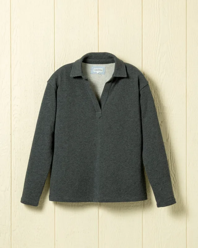 Inlet Pullover in Charcoal Heather Loopback Terry made by Quaker Marine Supply