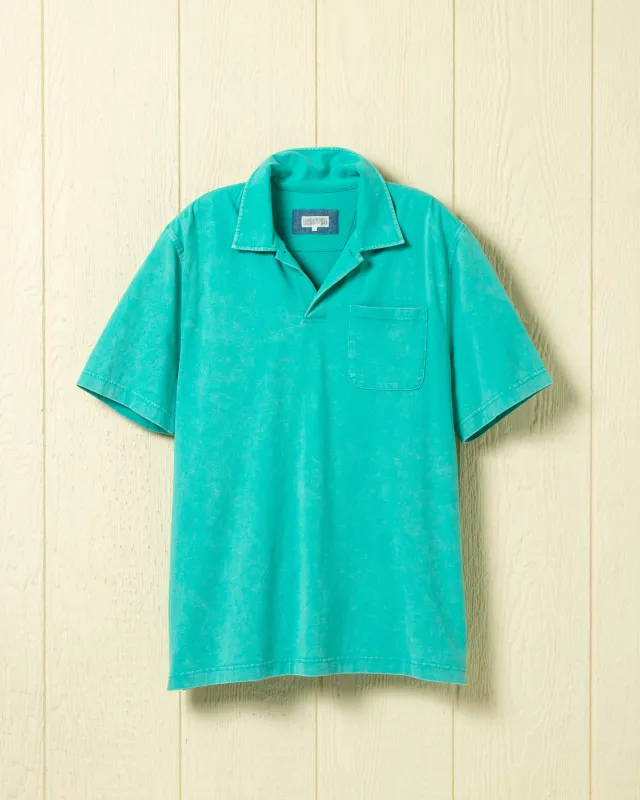 Salt Washed Polo in Aquamarine made by Quaker Marine Supply