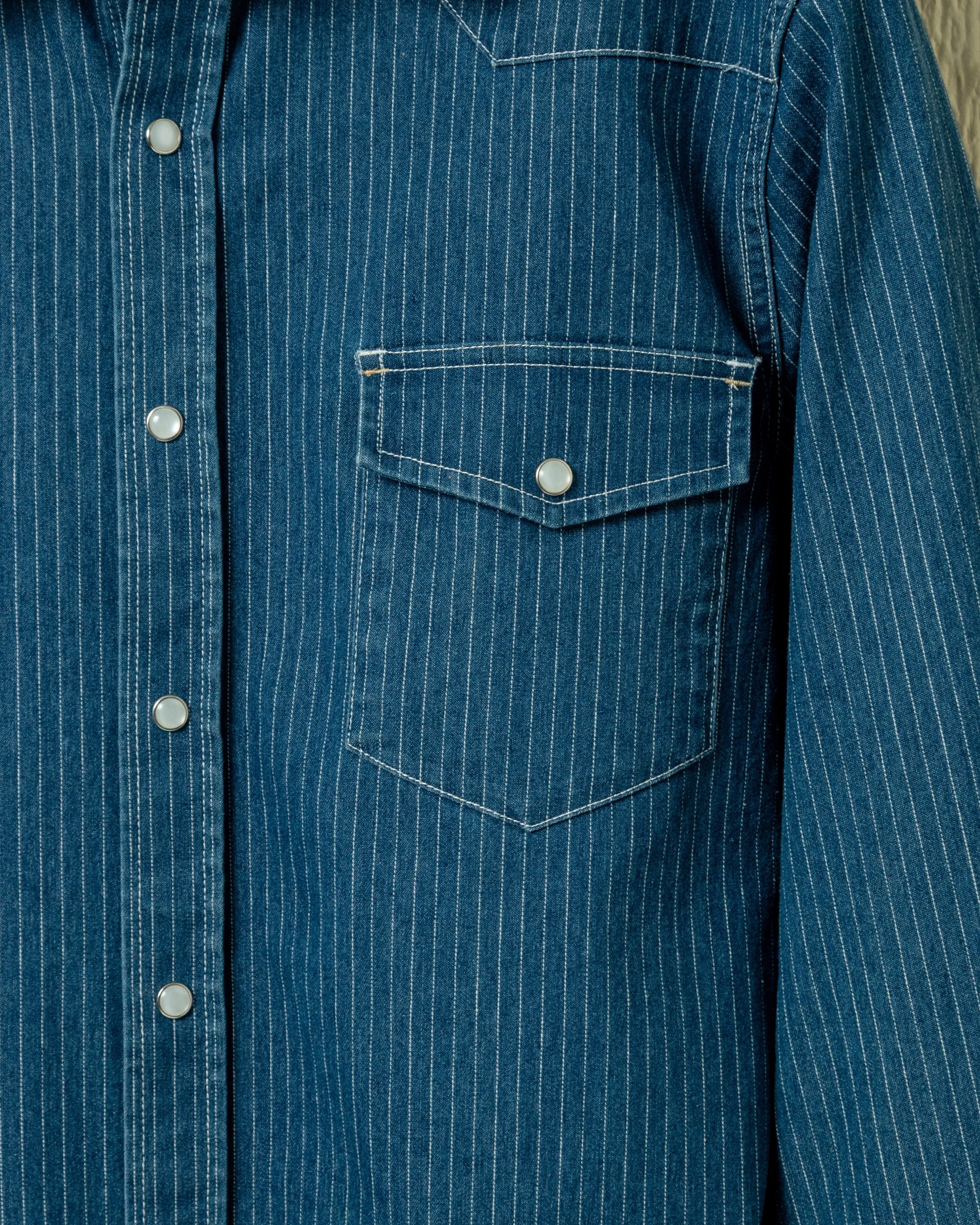 Western Shirt in Denim Pencil Stripe sold by Quaker Marine Supply product image thumbnail 5