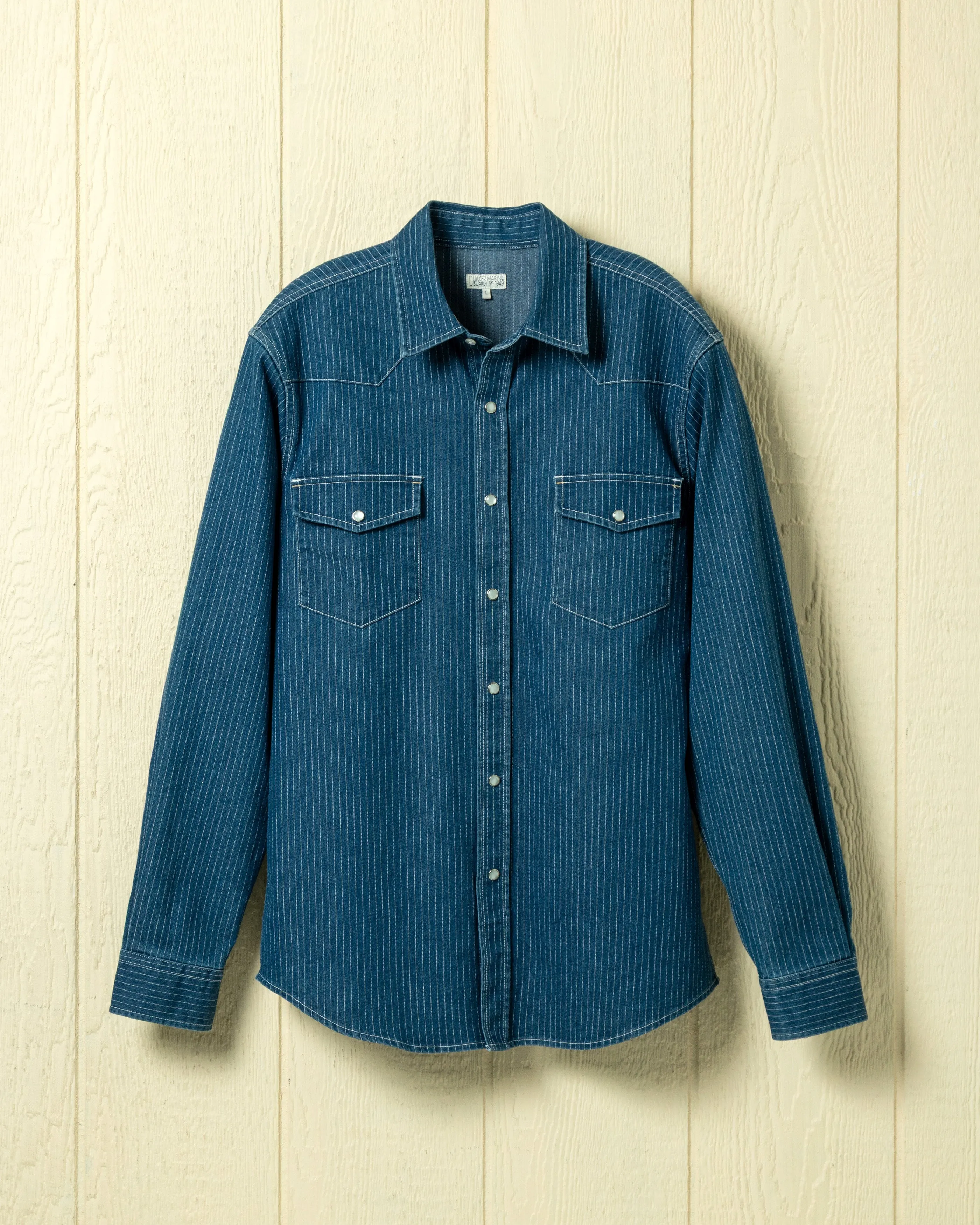 Western Shirt in Denim Pencil Stripe sold by Quaker Marine Supply product image thumbnail 2