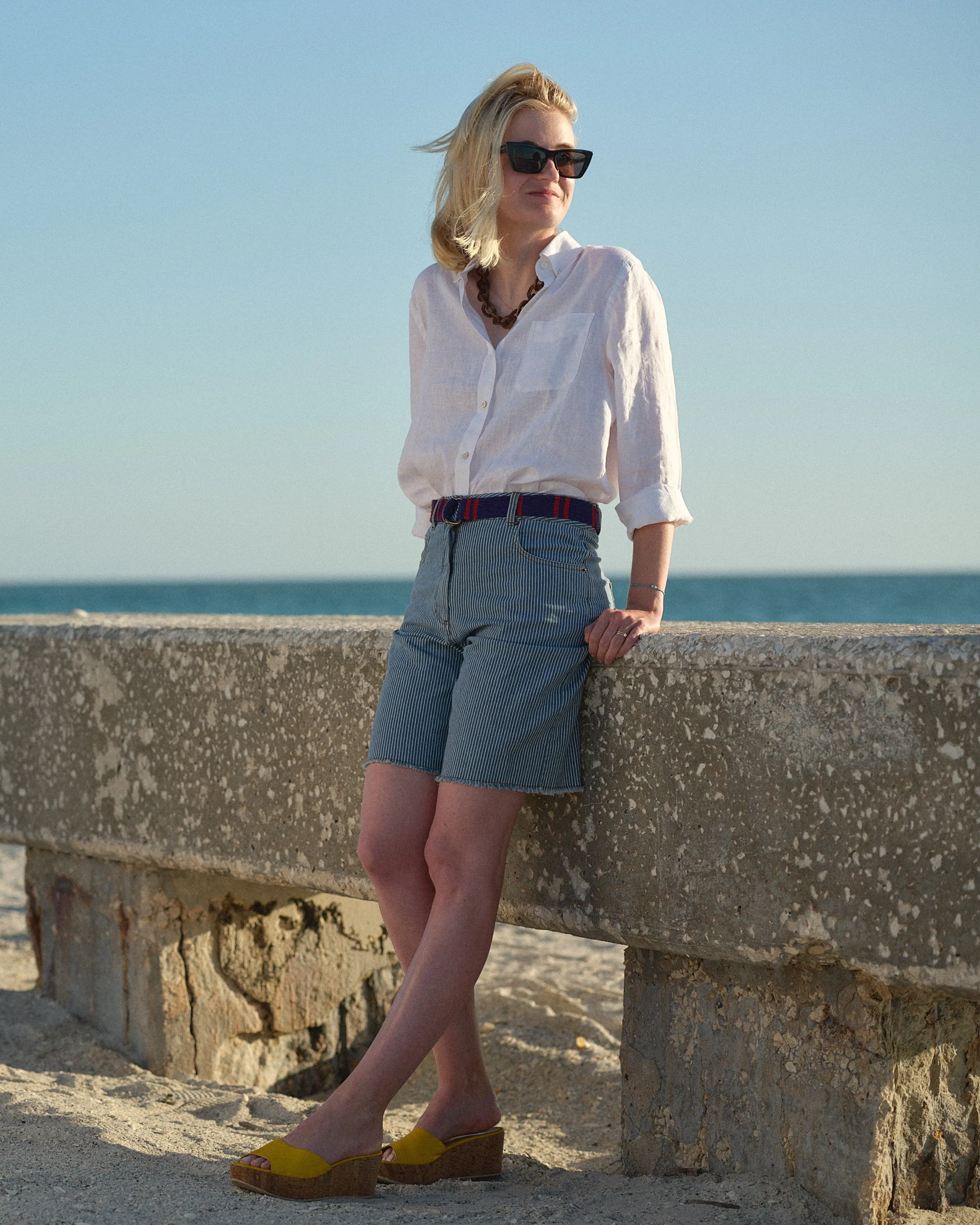 Women's Linen Shirt in Classic White sold by Quaker Marine Supply product image thumbnail 5