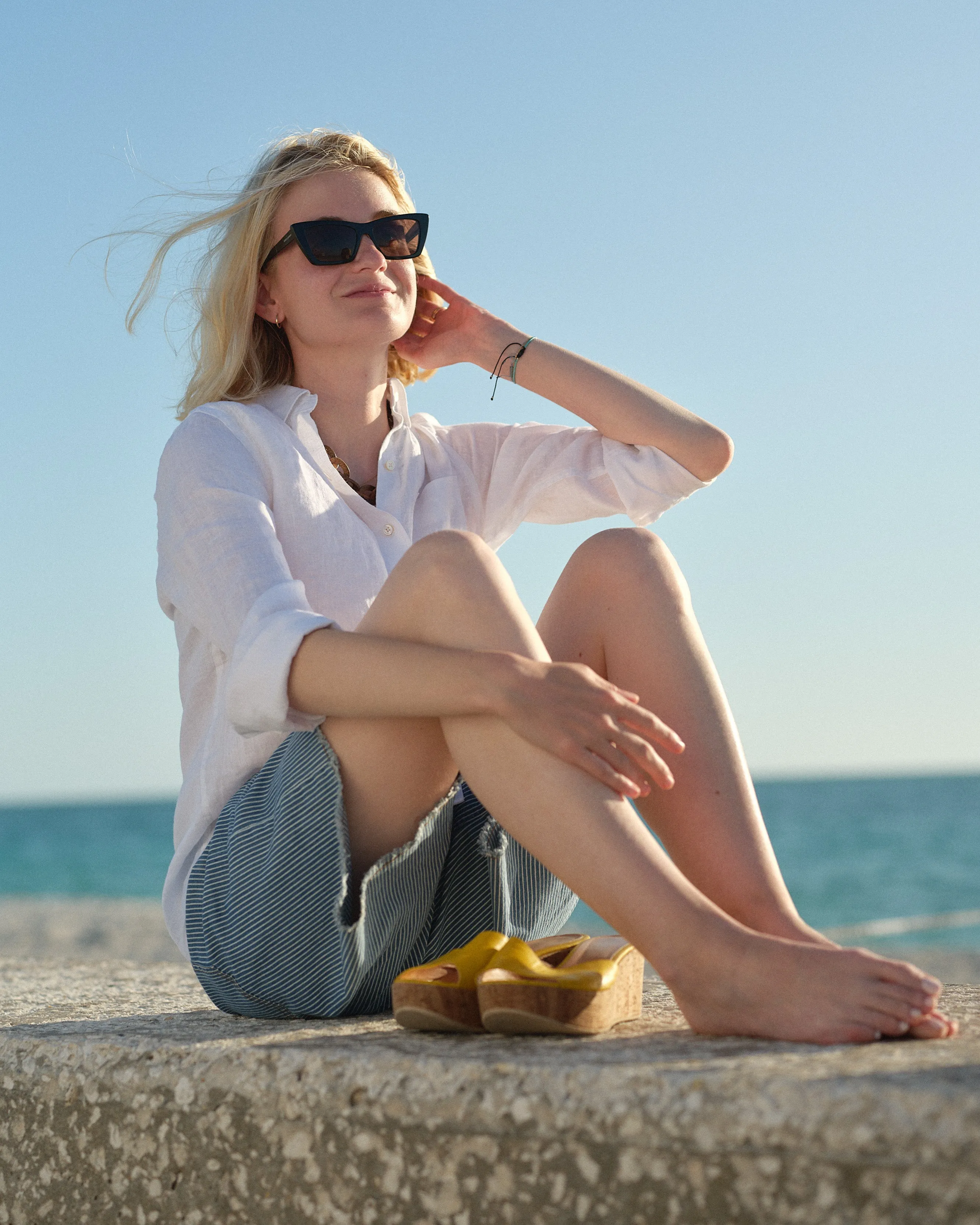 Women's Linen Shirt in Classic White sold by Quaker Marine Supply product image thumbnail 3