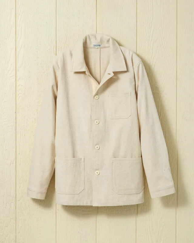 French Workman's Jacket in Rustic Linen Cotton made by Quaker Marine Supply