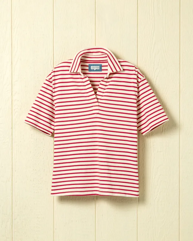 Short Sleeve Inlet in Off White/Red made by Quaker Marine Supply