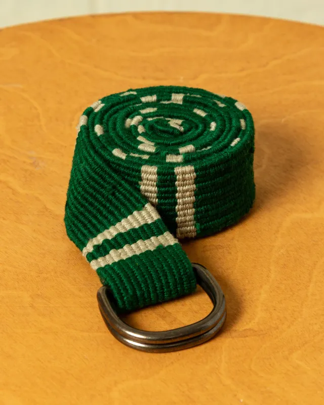 D-Ring Belt in Olive/Khaki Regimental Stripe made by Quaker Marine Supply
