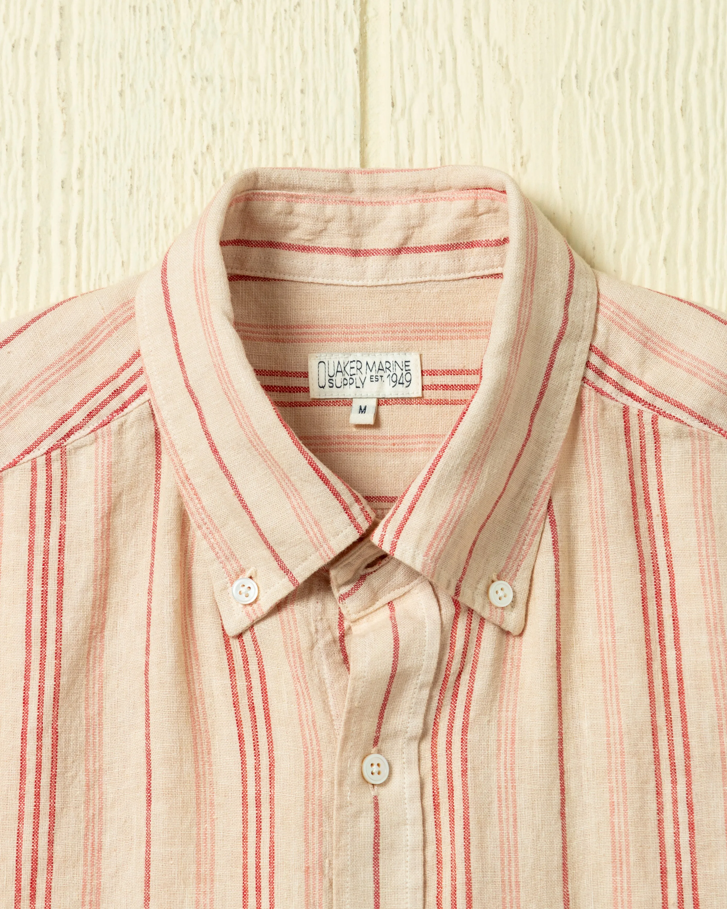 Antique Cotton Linen Variable Stripe Shirt in Faded Red sold by Quaker Marine Supply product image thumbnail 4