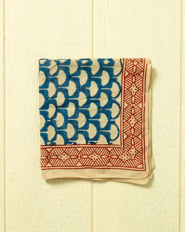 Hand Blocked Bandana in Ginkgo Leaf made by Quaker Marine Supply
