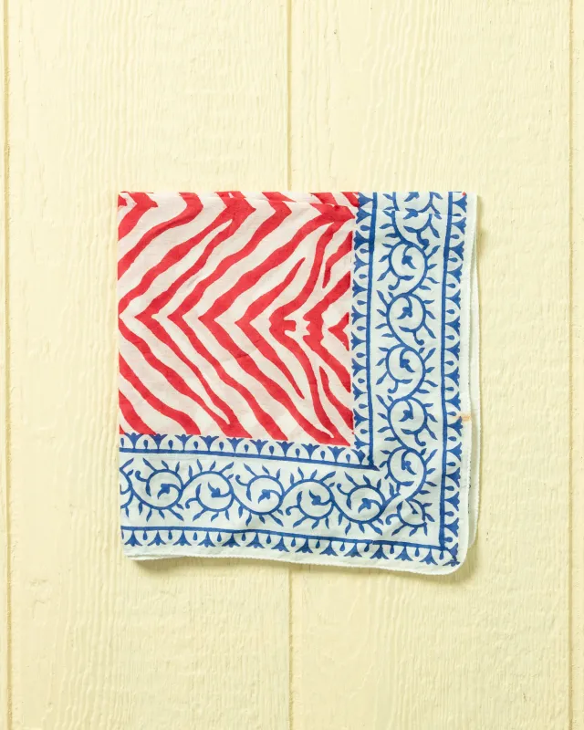 Hand Blocked Bandana in Abstract Zebra made by Quaker Marine Supply