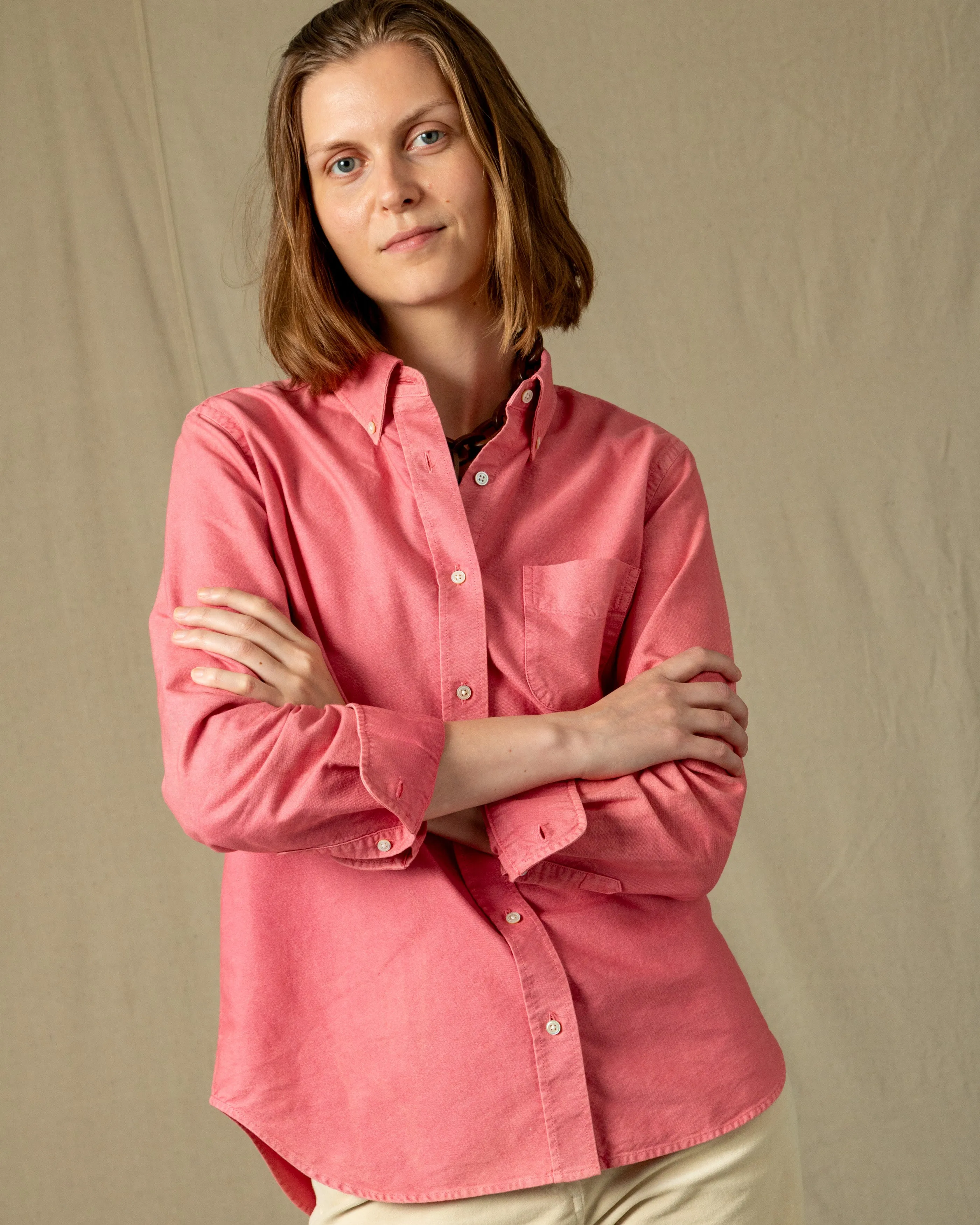 Women's Garment Dyed Oxford Shirt in Faded Red sold by Quaker Marine Supply product image thumbnail 4