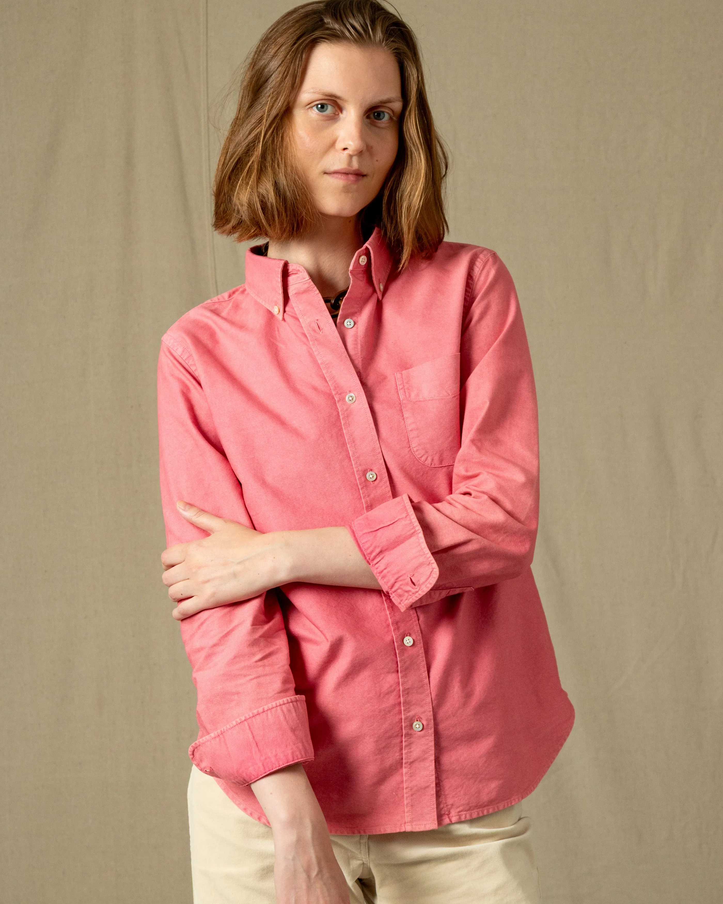 Women's Garment Dyed Oxford Shirt in Faded Red sold by Quaker Marine Supply product image thumbnail 2