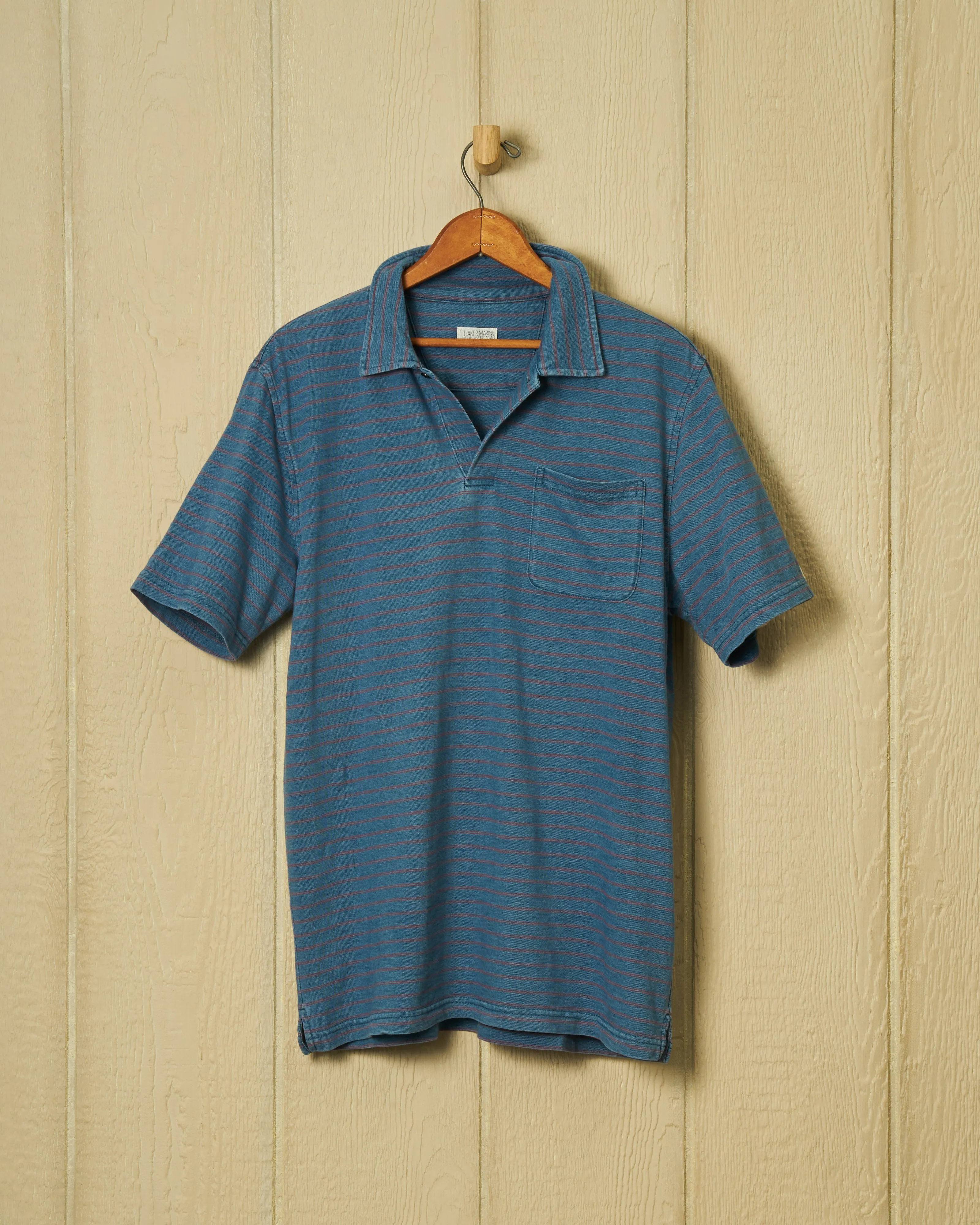 Indigo Polo in Red/Blue Double Stripe sold by Quaker Marine Supply