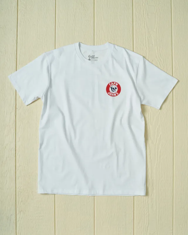 Cap'n John's Tee in White sold by Quaker Marine Supply