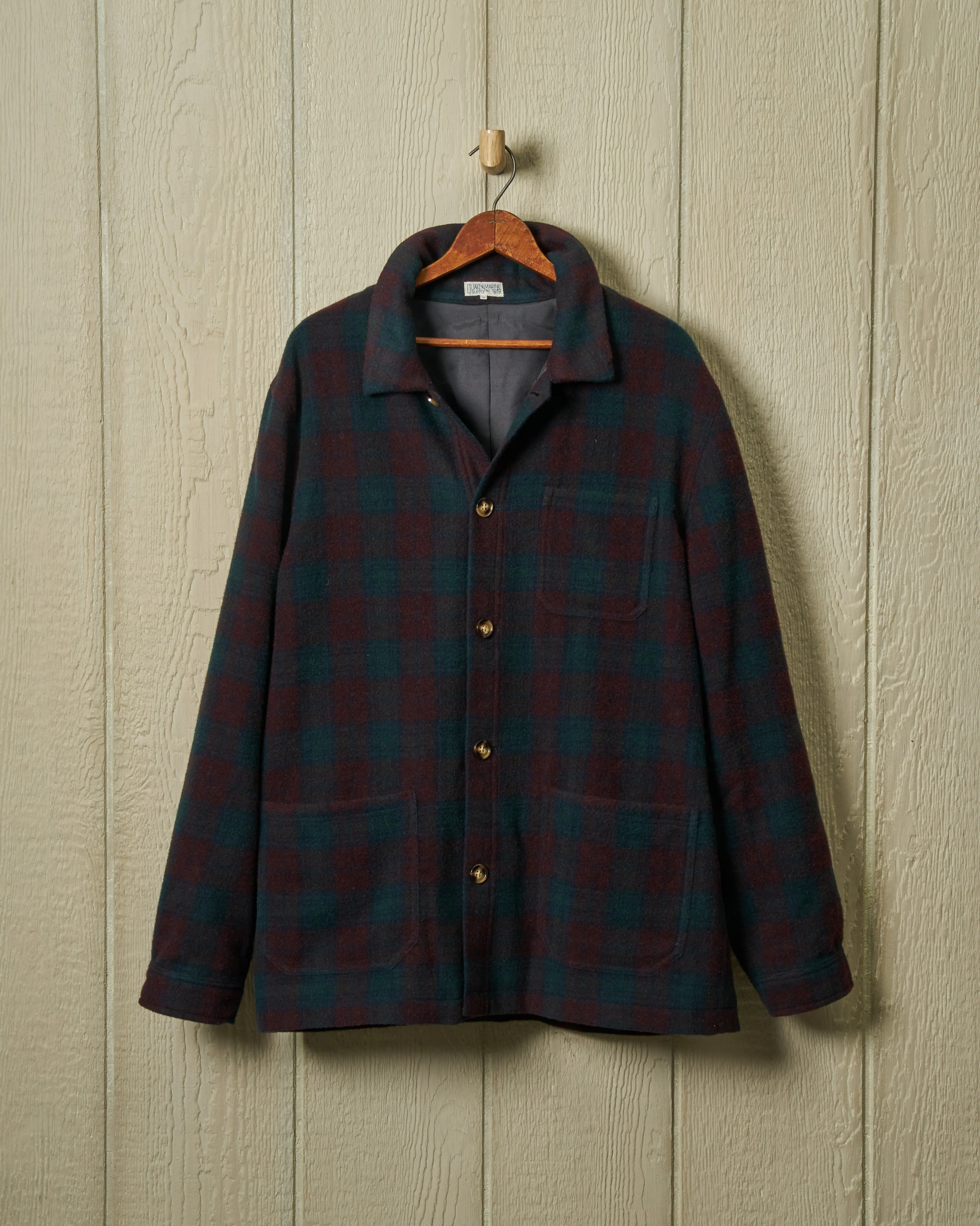 Wool French Workman’s Jacket in Muted Tartan sold by Quaker Marine Supply