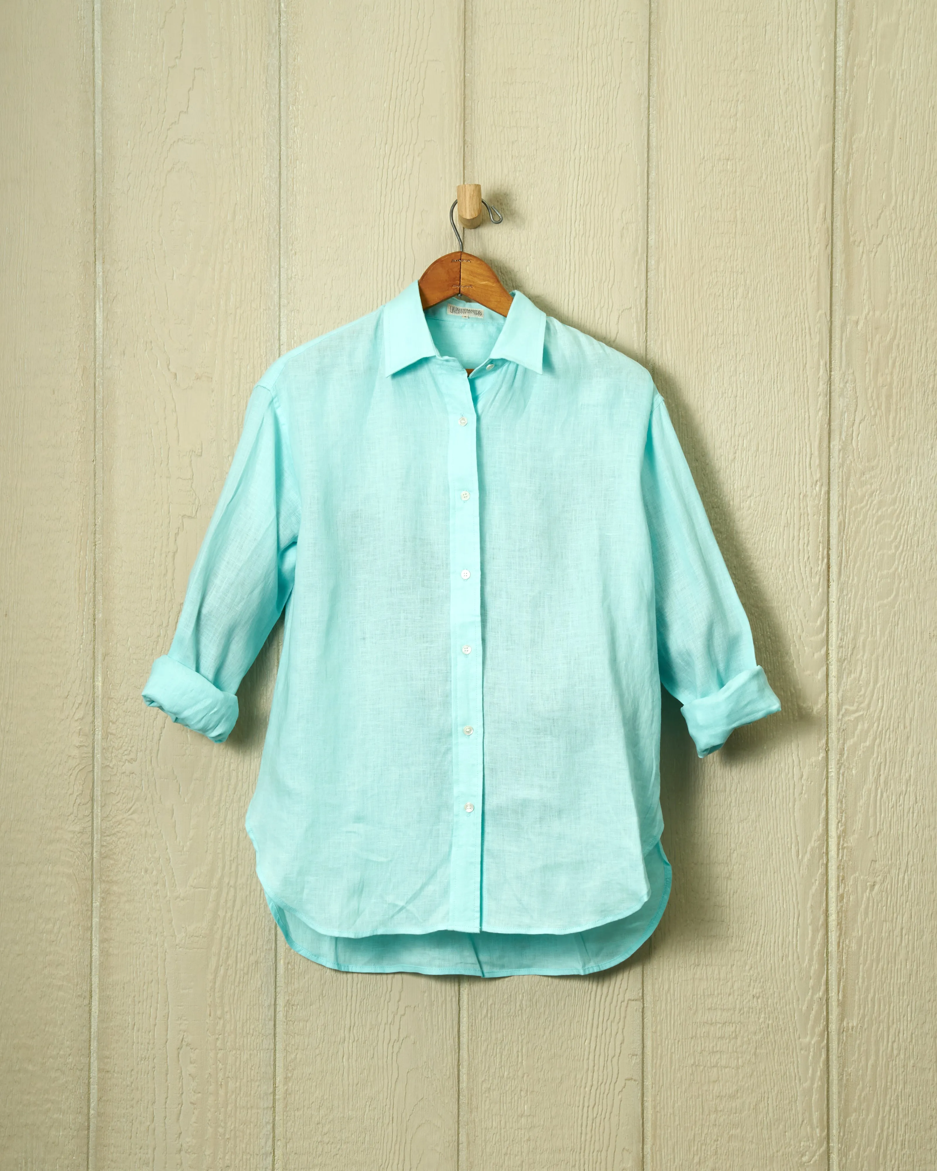 Women's Linen Shirt in Seafoam sold by Quaker Marine Supply